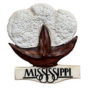 Vintage MISSISSIPPI Cotton Boll Fridge Magnet Tourist Souvenir 70s 80s South USA